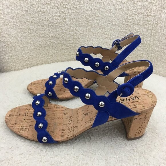 9,5 M new Gorgeous Blue Suede Vaneli Mavis Sandals Blue suede cork heels sandals - Picture 4 of 12